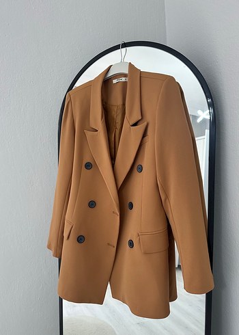 Düğmeli Kahverengi Kadın Blazer Ceket