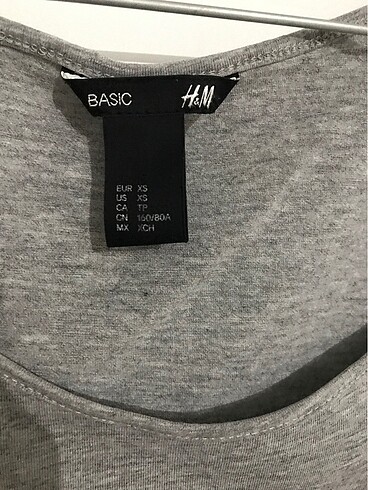 xs Beden H&M xs gri likralı sıfır kol