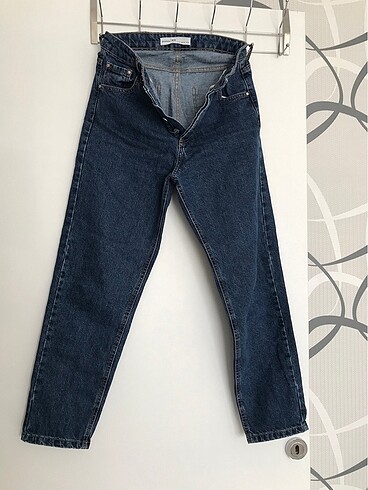 Stradivarius lacivert mom jean 36 beden