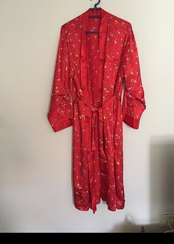 Uzun Kırmızı Bohem Kadın Sabahlık - Görsel 3