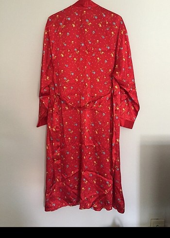 Uzun Kırmızı Bohem Kadın Sabahlık - Görsel 2