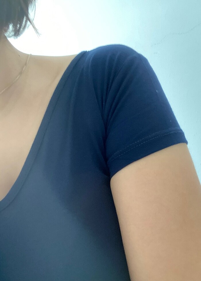 Viskon basic body önü sırtı V yaka kısa kol - Görsel 2