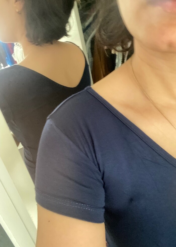 Viskon basic body önü sırtı V yaka kısa kol - Görsel 3