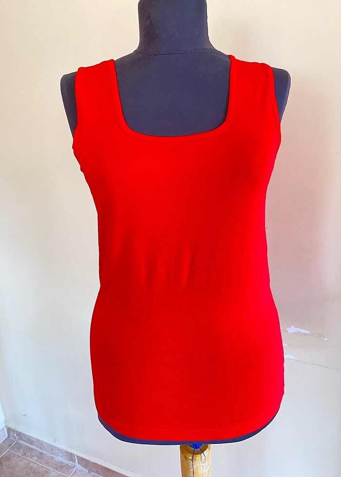 Viskon basic body sırtı açık kalın askılı kare yaka - Görsel 4