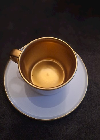 Parlak Altın Renkli İkili Fincan ve Tabak Seti - Görsel 3