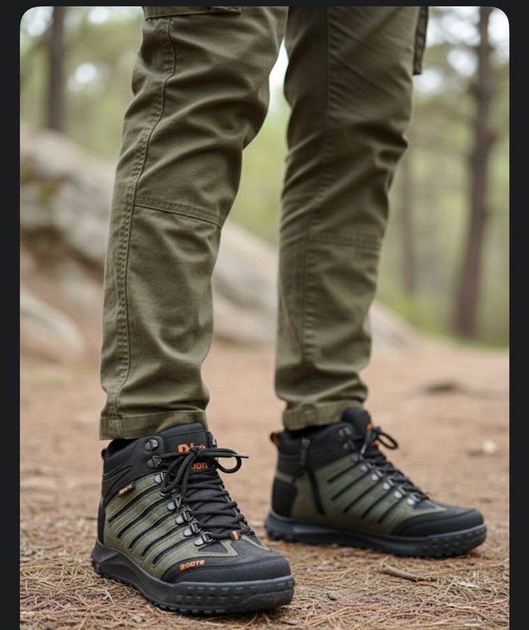 Lacivert Kamuflaj Bağcıklı Outdoor Erkek Ayakkabı - Görsel 4