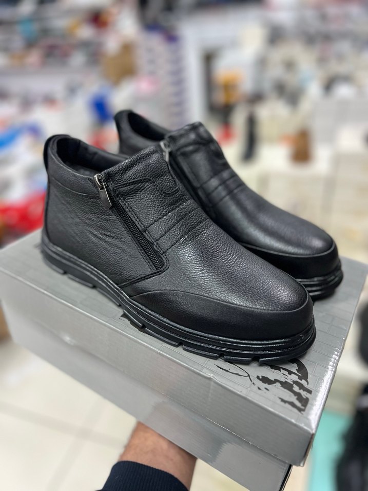 Siyah deri Erkek Kauçuk Bot - Görsel 5