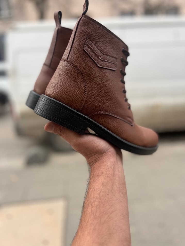 Kahverengi Deri Bağcıklı Erkek Bot - Görsel 3
