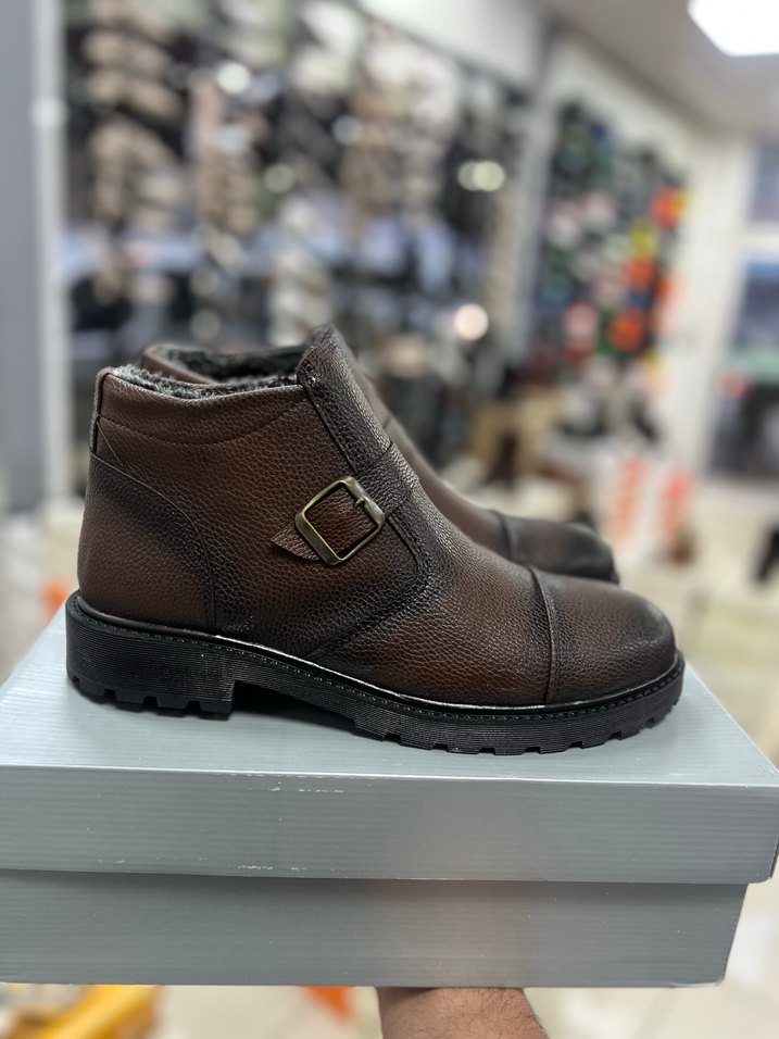 Kemer Detaylı Kahverengi Erkek Deri Bot - Görsel 4