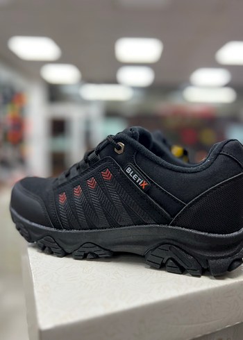 Siyah Erkek Outdoor Sneakers, Bağcıklı, Yılan Desenli - Görsel 3