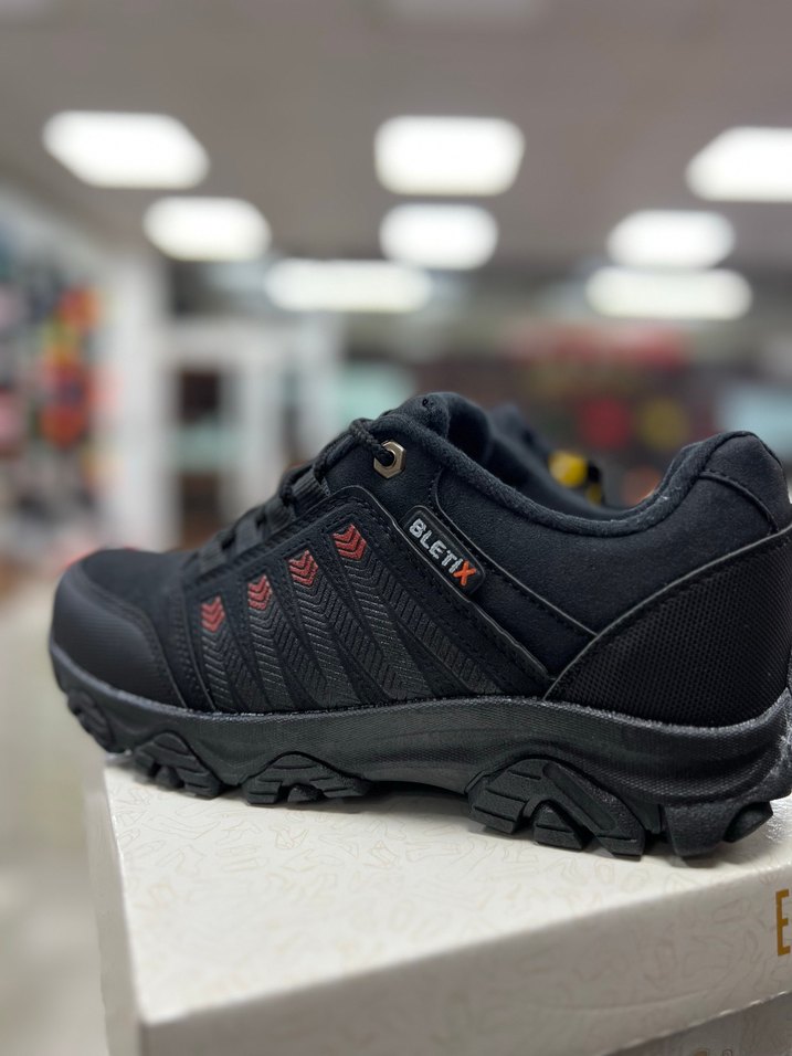 Siyah Erkek Outdoor Sneakers, Bağcıklı, Yılan Desenli - Görsel 3