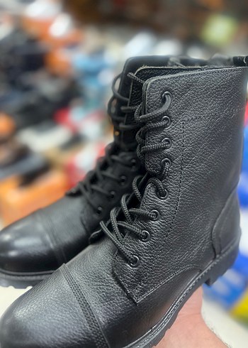 Siyah Deri Erkek Biker Bot - Görsel 2