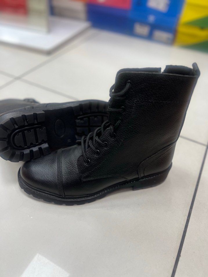 Siyah Deri Erkek Biker Bot - Görsel 5