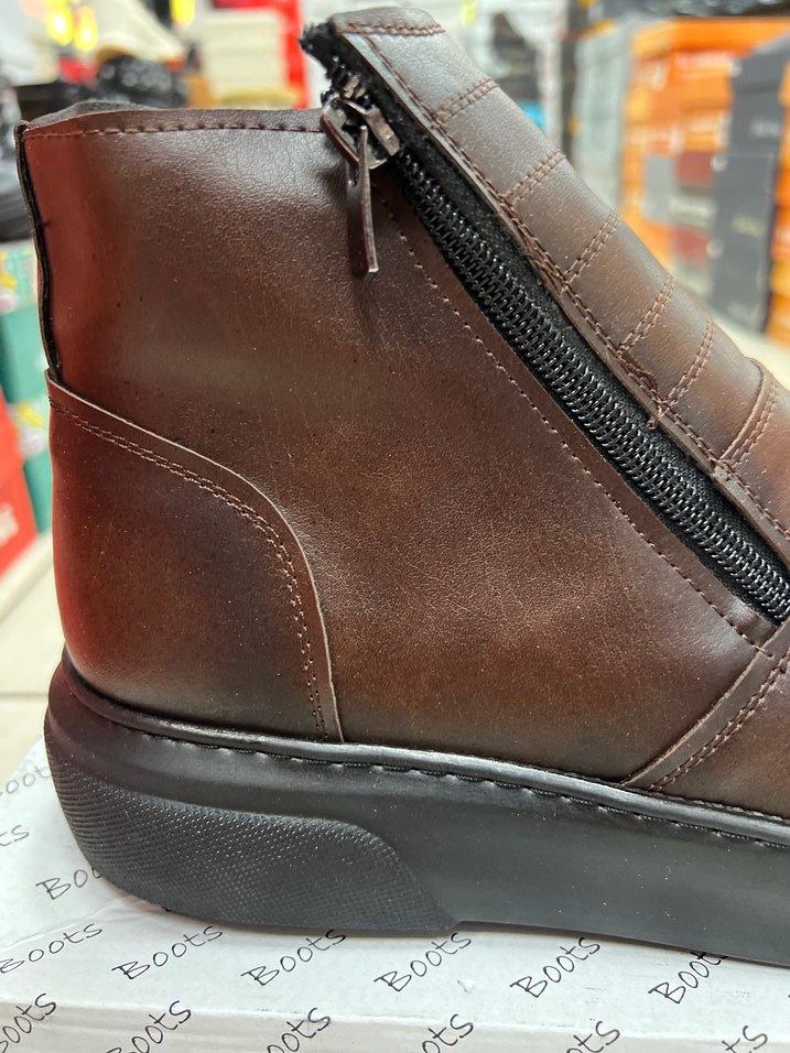 Fermuarlı Kahverengi Deri Erkek Bot - Görsel 3