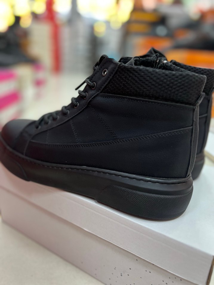 Siyah Bağcıklı Erkek Street Style Bot - Görsel 5