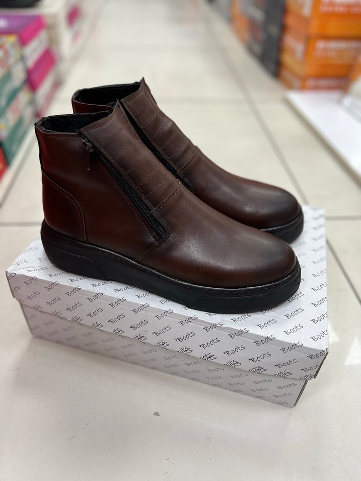 Fermuarlı Kahverengi Deri Erkek Bot - Görsel 2