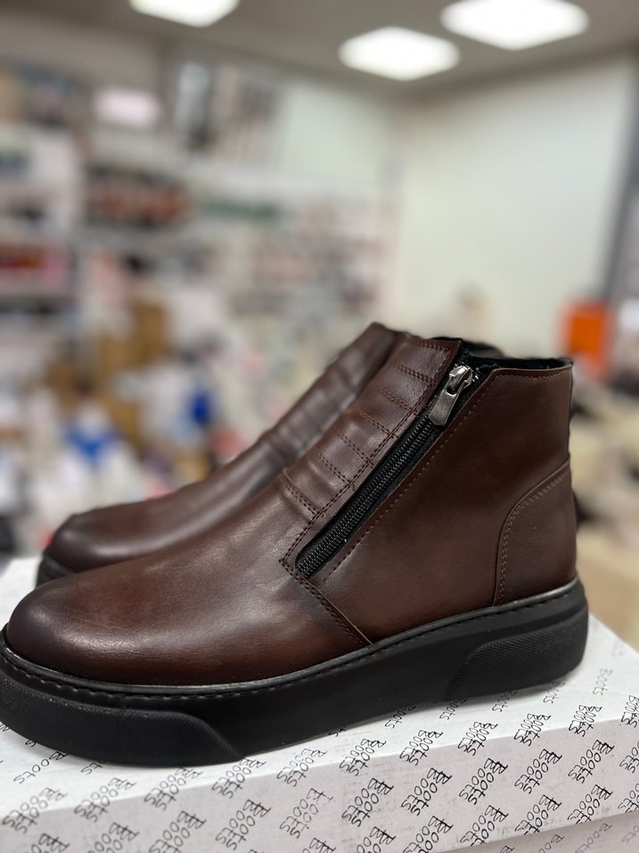 Deri Kahverengi Fermuarlı Erkek Bot - Görsel 3