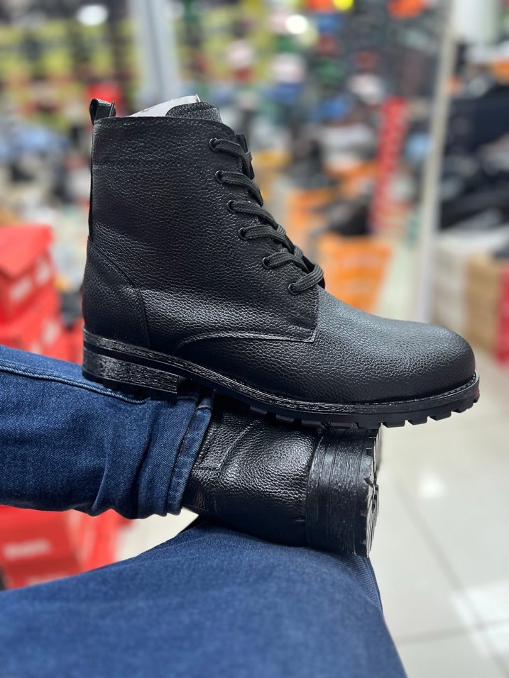 Siyah Bağcıklı Erkek Street Style Bot - Görsel 3