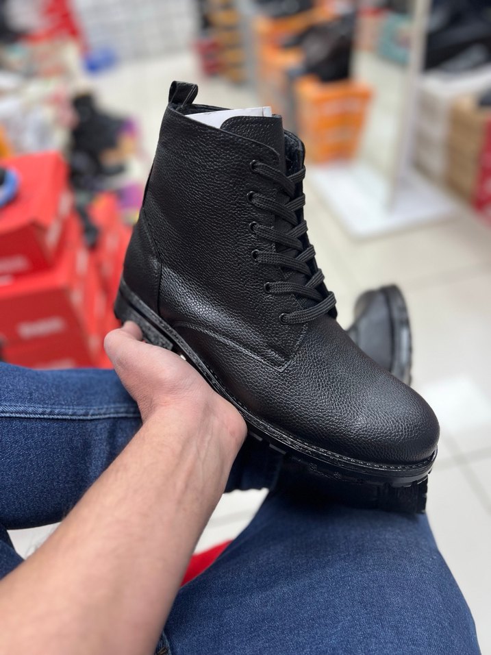 Siyah Bağcıklı Erkek Street Style Bot - Görsel 4