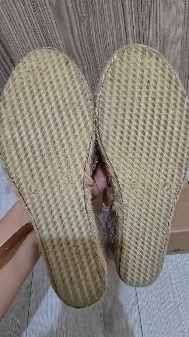 Bej Bohem Örgü Dolgu Topuklu Kadın Sandalet - Görsel 5