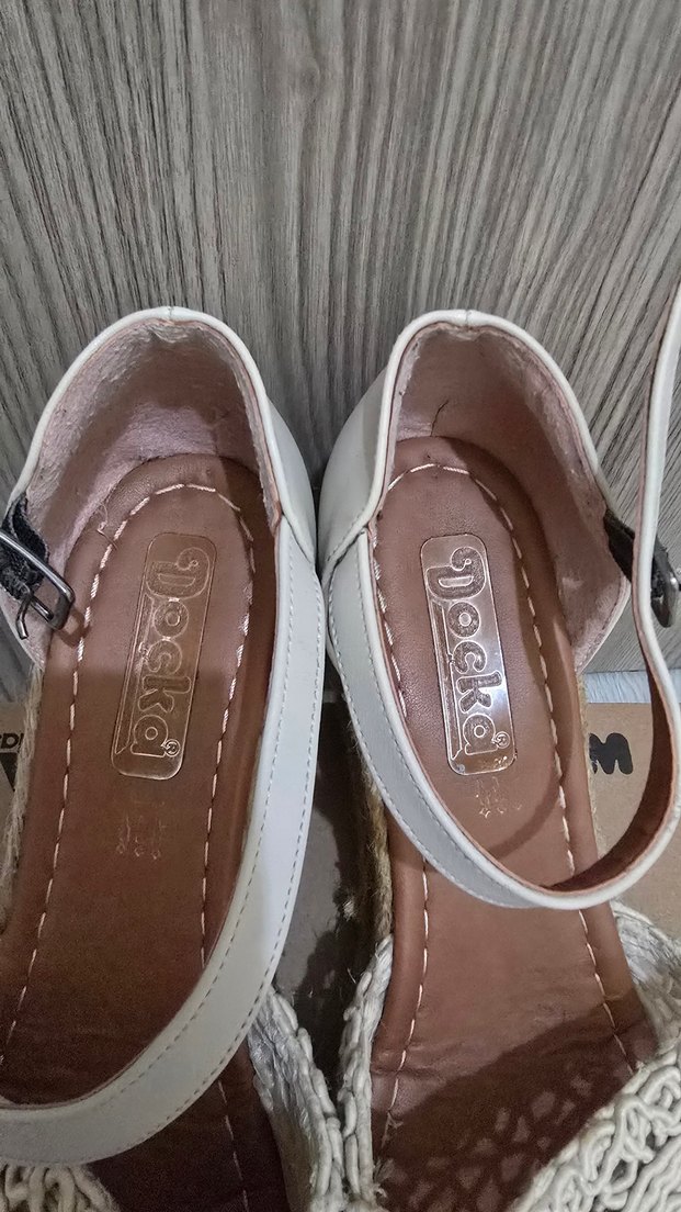 Bej Bohem Örgü Dolgu Topuklu Kadın Sandalet - Görsel 4