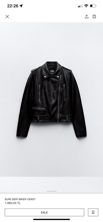 Zara Deri Biker Mont