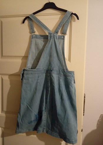 bayan elbise Gri Kot Askılı Elbise - Görsel 2