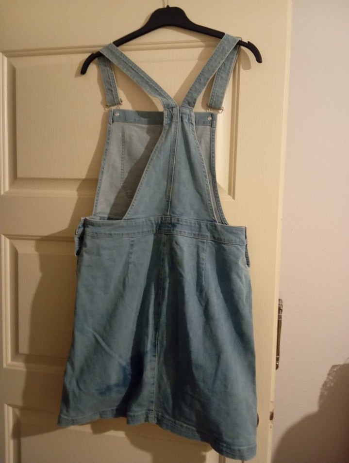 bayan elbise Gri Kot Askılı Elbise - Görsel 2