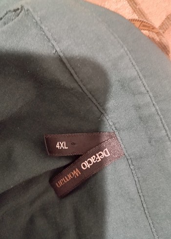 Yeşil Keten Düğmeli Kadın Gömlek 4 XL - Görsel 3