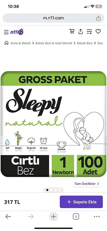 Sleepy bir numara bebek bezi
