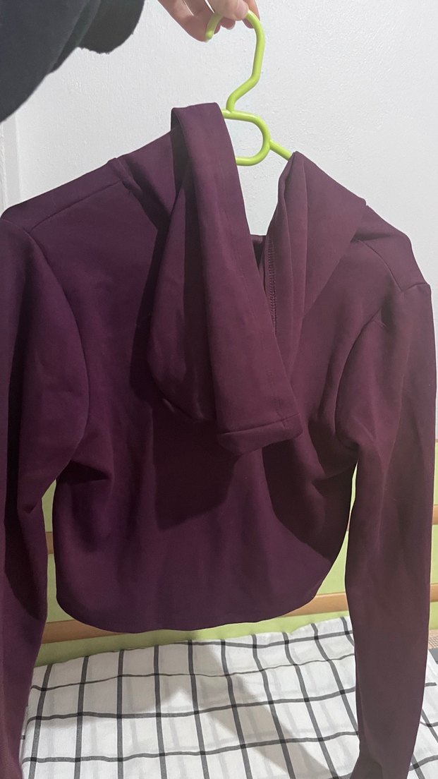Kadın Bordo Fermuarlı Sweatshirt - Görsel 3