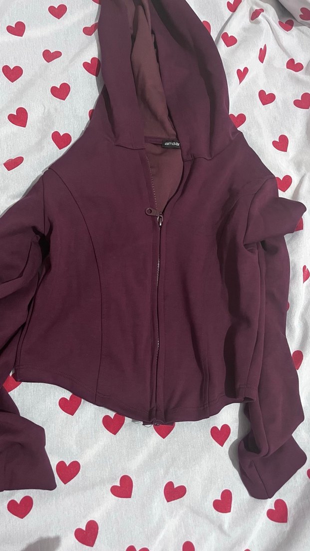 Kadın Bordo Fermuarlı Sweatshirt - Görsel 2