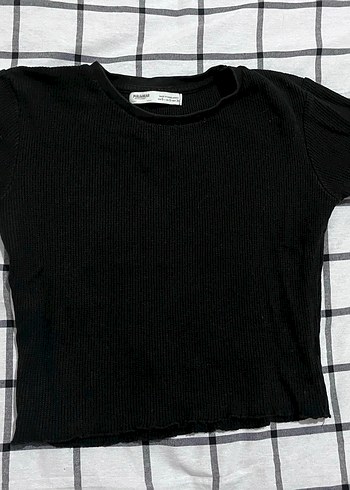 Siyah Kadın Kısa Kollu Crop Top