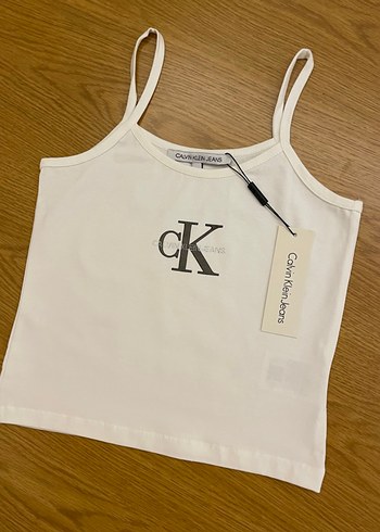 Calvin Klein Beyaz İnce Askili Crop Top