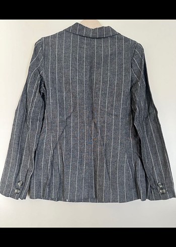 Koton Çizgili Gri Kadın Blazer Ceket