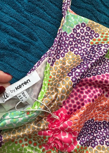 Renkli Bağlamalı Kadın elbise - Görsel 4