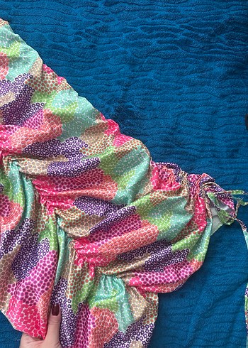 Renkli Bağlamalı Kadın elbise - Görsel 2