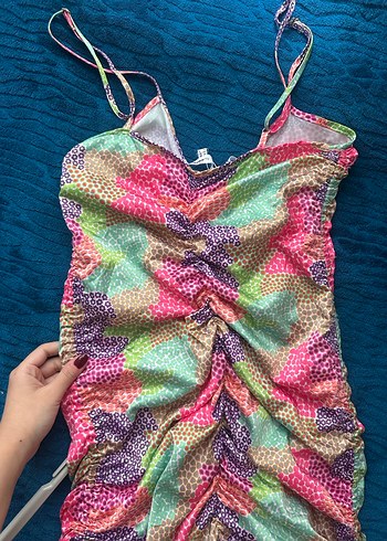 Renkli Bağlamalı Kadın elbise - Görsel 5