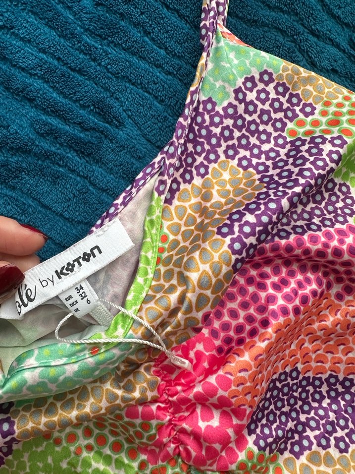 Renkli Bağlamalı Kadın elbise - Görsel 4