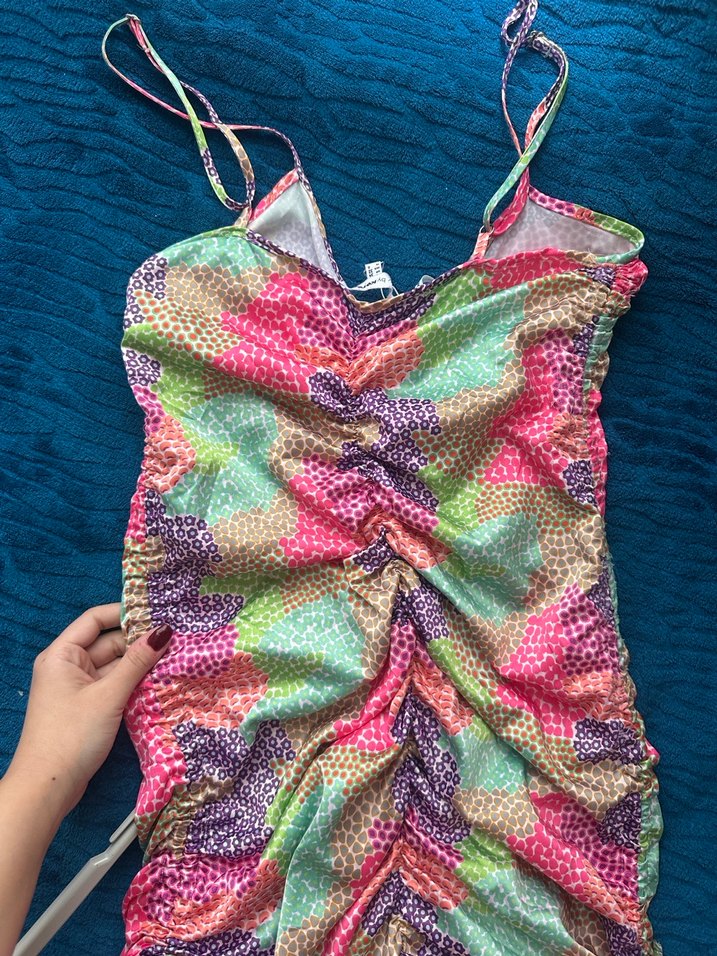 Renkli Bağlamalı Kadın elbise - Görsel 5