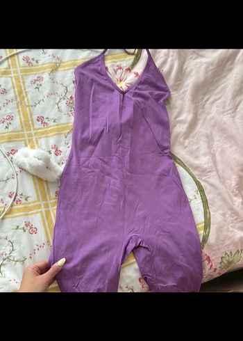 Mor V Yaka Mini Kadın Tulum - Görsel 3