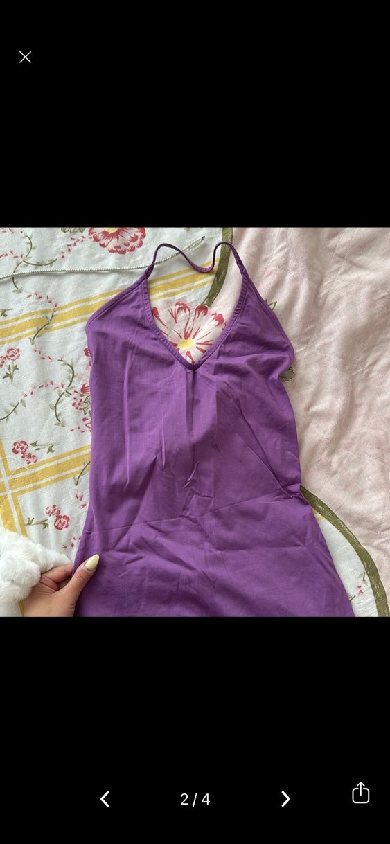 Mor V Yaka Mini Kadın Tulum - Görsel 2