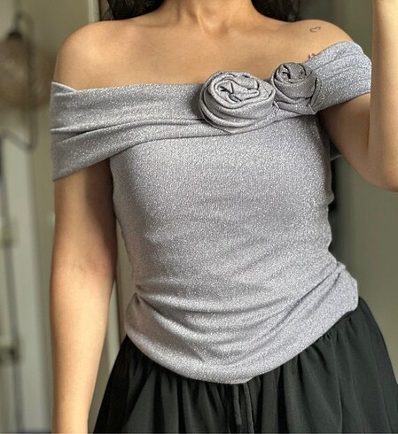 Zara lila simli bluz