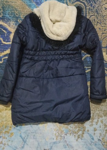 Kürklü Kapüşonlu Lacivert çocuk kışlık Mont - Görsel 2