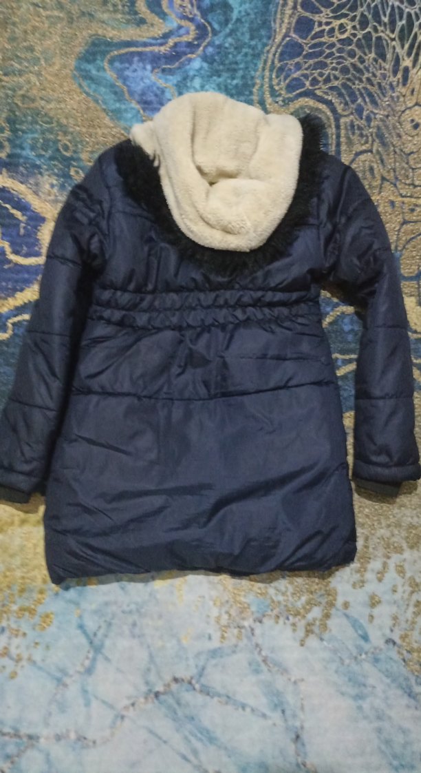 Kürklü Kapüşonlu Lacivert çocuk kışlık Mont - Görsel 2