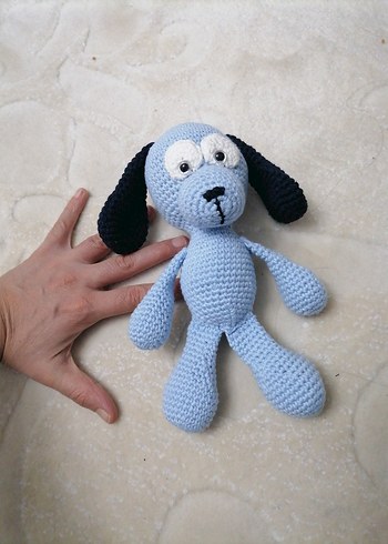 Mavi El Örgüsü Peluş Oyuncak Köpek - Görsel 3