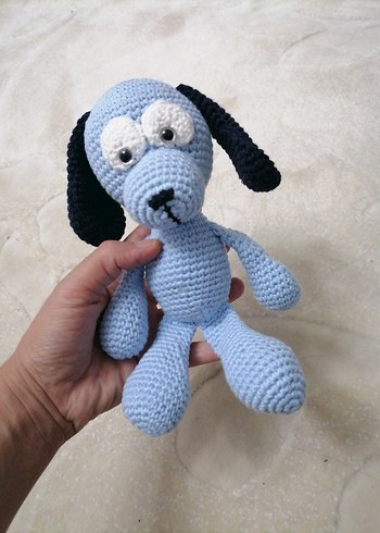 Mavi El Örgüsü Peluş Oyuncak Köpek - Görsel 2