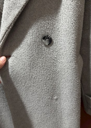 38 Beden gri Renk Gri Çift Düğmeli Kışlık Kaban