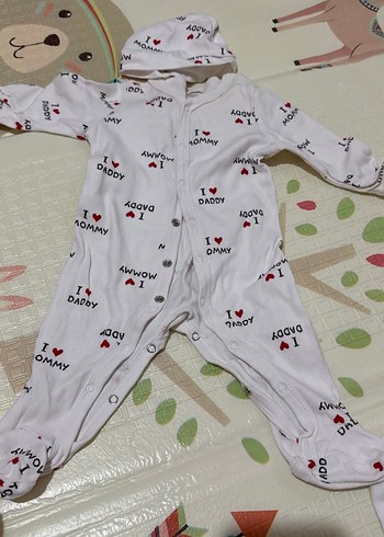 Uzun Kollu Pamuklu Beyaz Baskılı Bebek Tulumu