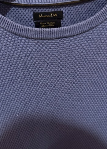 Massimo Dutti Mavi Erkek Triko Bisiklet Yaka Kazak